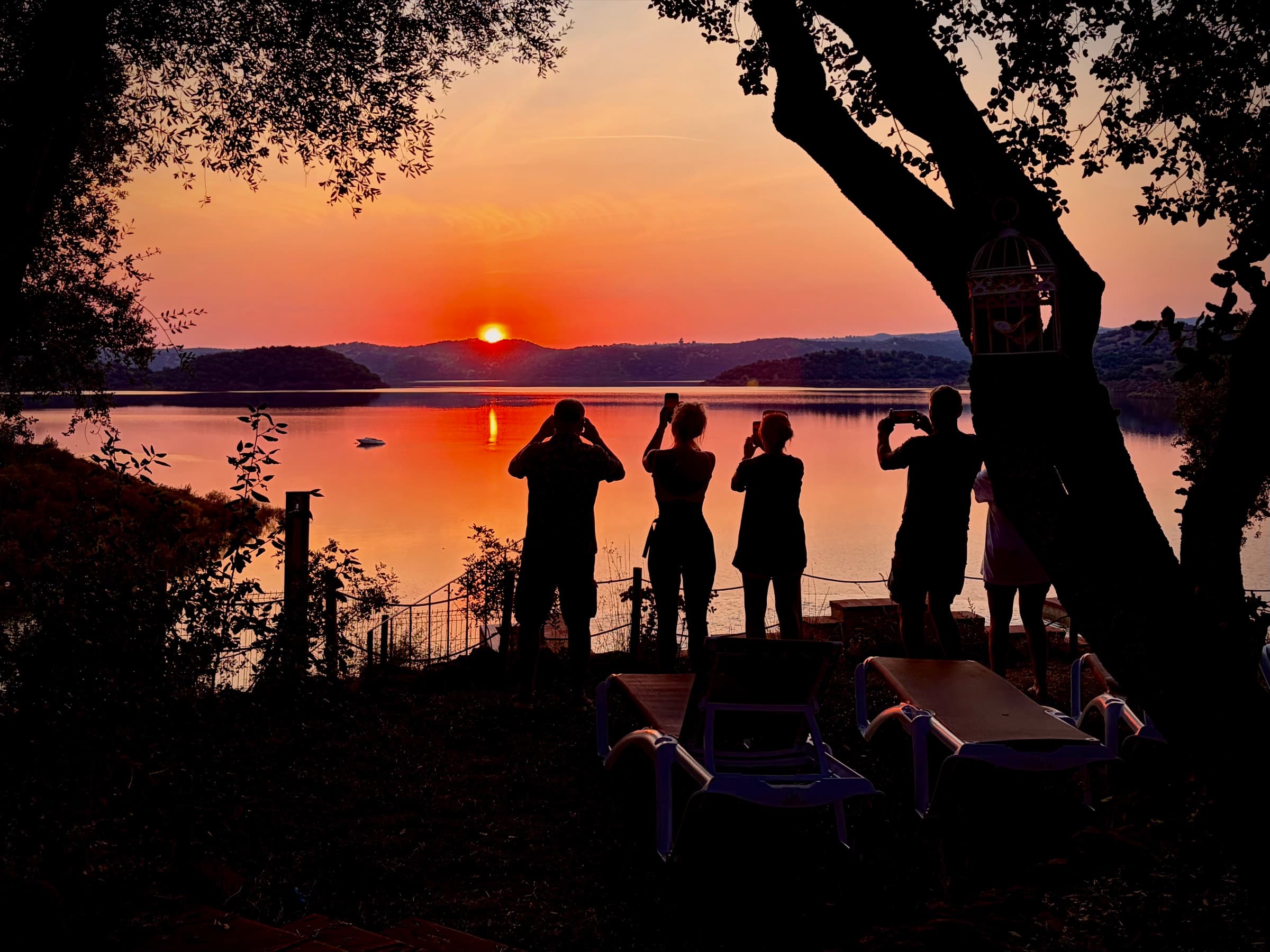 The Xtreme Gene family watching the sun set over the lake